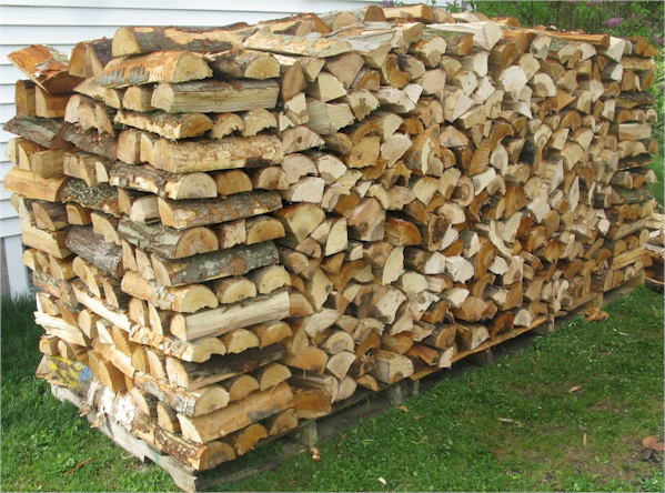 Stacked firewood drying properly
